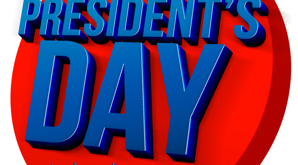 President's Day red button with Blue lettering and Stars